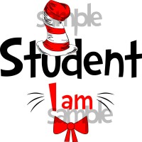 Student I am iron on transfer, Cat in the Hat iron on transfer for Students, (1s)